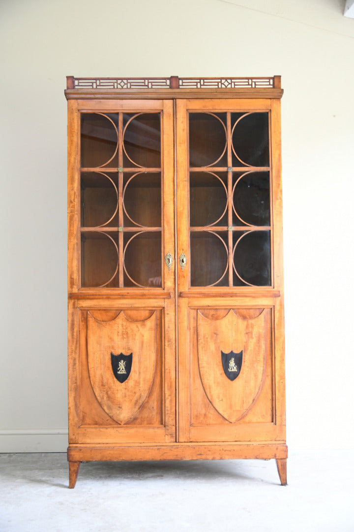 19th Century Biedermeier Satin Birch Glazed Cabinet