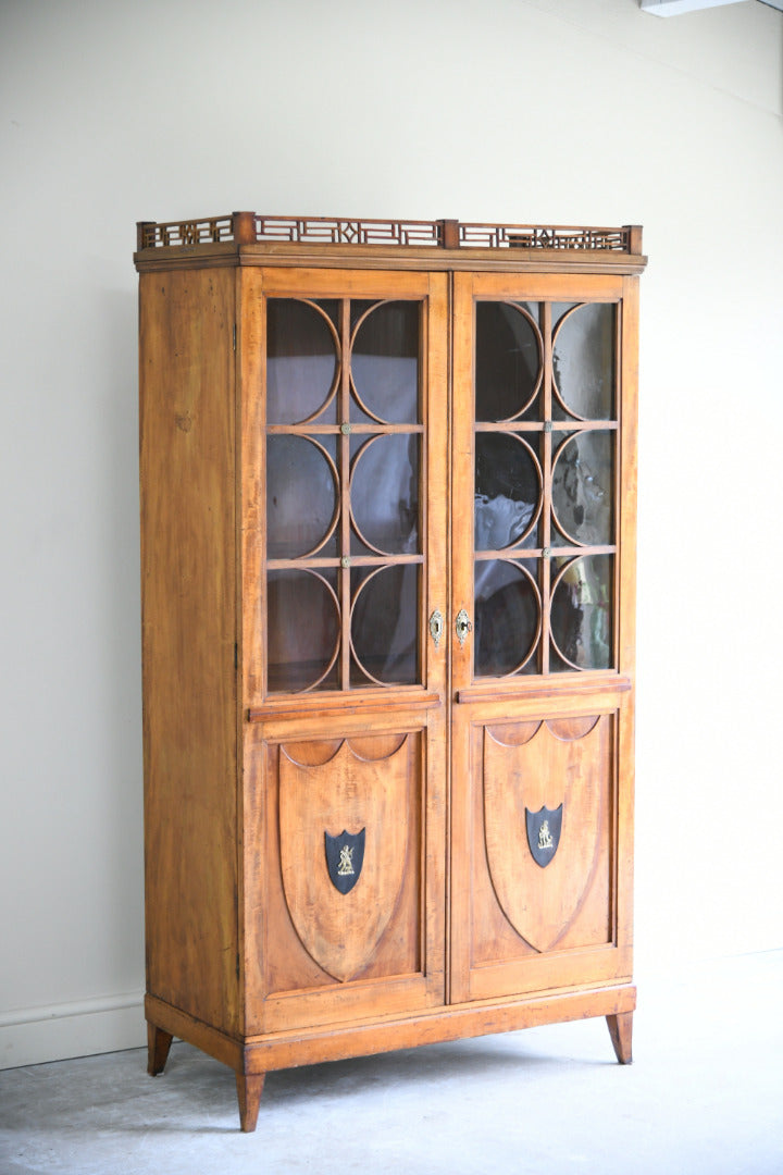 19th Century Biedermeier Satin Birch Glazed Cabinet