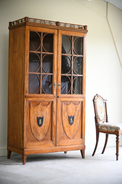 19th Century Biedermeier Satin Birch Glazed Cabinet