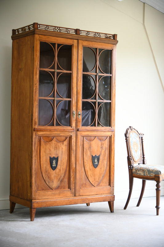 19th Century Biedermeier Satin Birch Glazed Cabinet