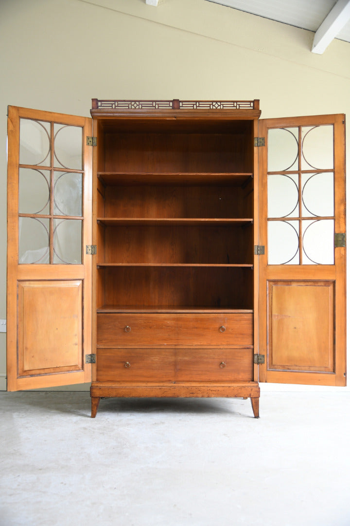 19th Century Biedermeier Satin Birch Glazed Cabinet