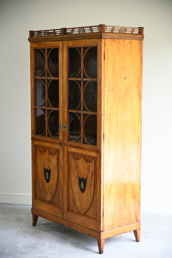 19th Century Biedermeier Satin Birch Glazed Cabinet