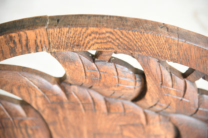 Arts & Crafts Carved Oak Sailing Ship Firescreen