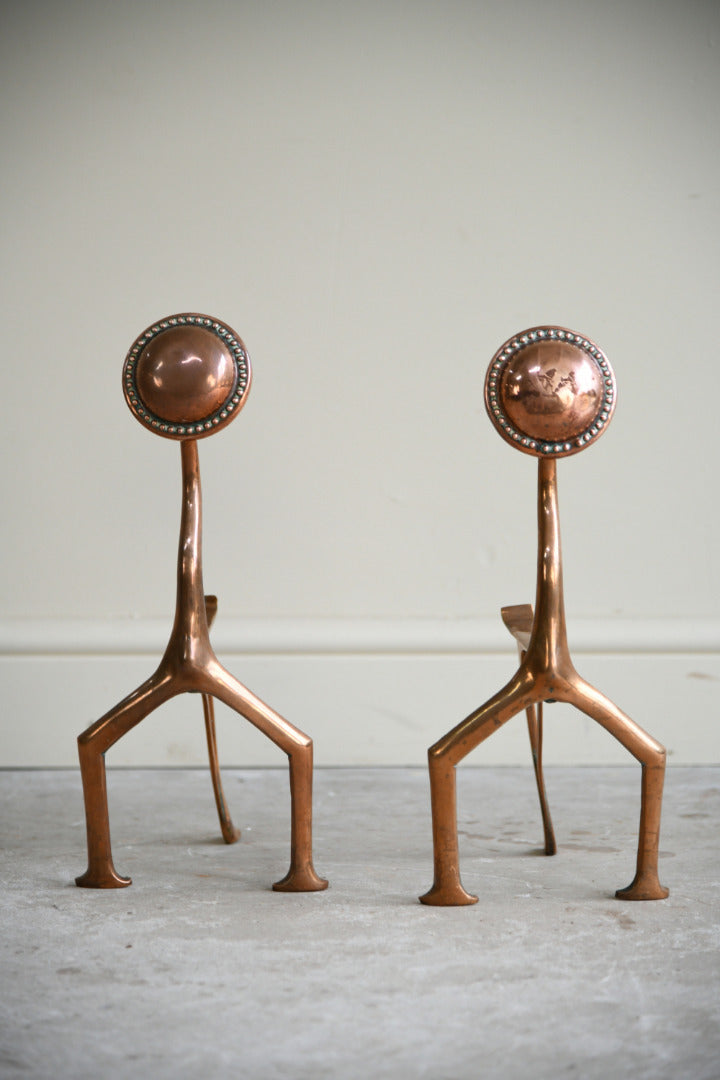 Pair of Arts & Crafts Copper Andirons