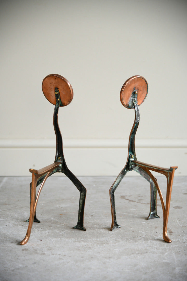 Pair of Arts & Crafts Copper Andirons
