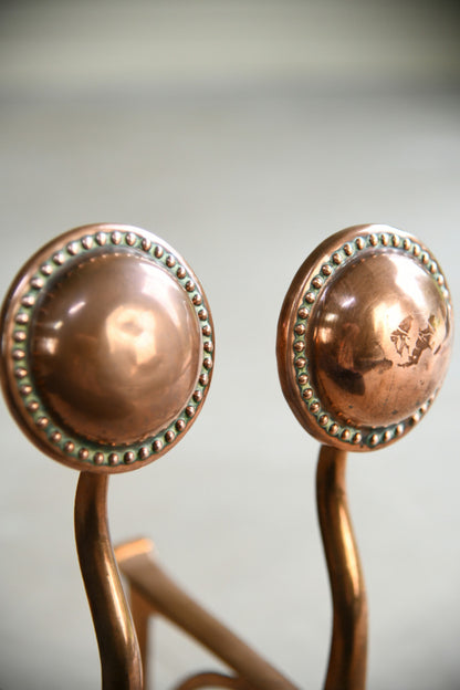 Pair of Arts & Crafts Copper Andirons