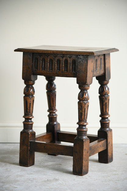 17th Century Style Oak Joint Stool / Side Table