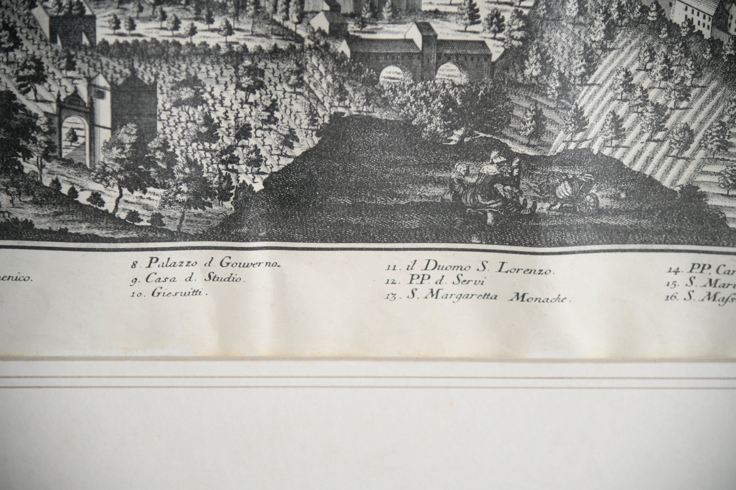 Antique Engraved Panoramic View of Perugia, Italy