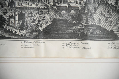 Antique Engraved Panoramic View of Perugia, Italy