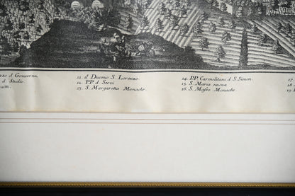 Antique Engraved Panoramic View of Perugia, Italy