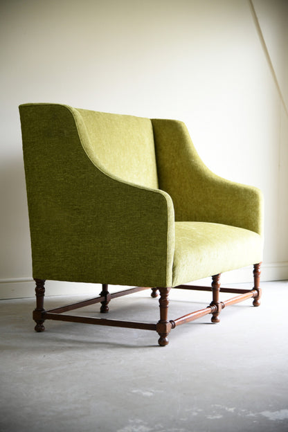 Early 20th Century Upholstered Oak Hall Settee