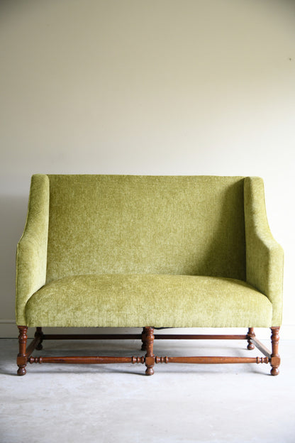 Early 20th Century Upholstered Oak Hall Settee