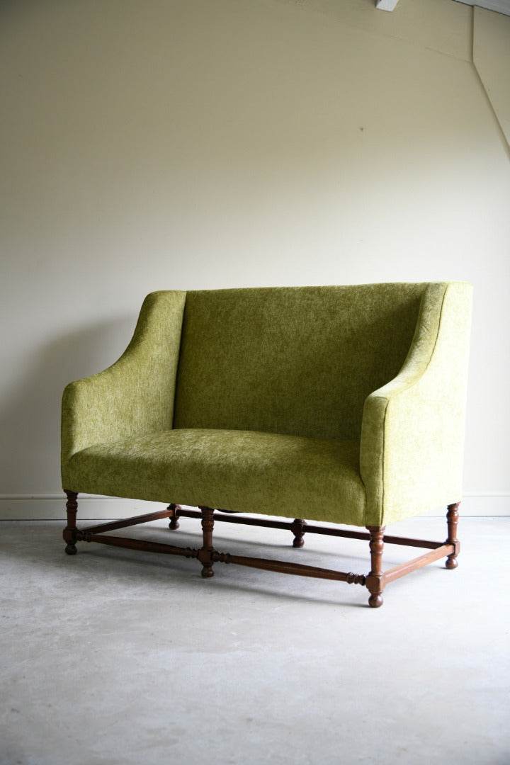 Early 20th Century Upholstered Oak Hall Settee
