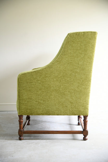 Early 20th Century Upholstered Oak Hall Settee