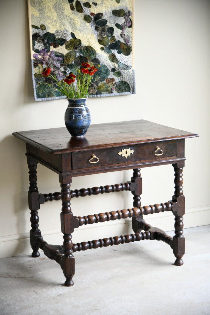 Late 17th Century Oak Side Table with Single Drawer