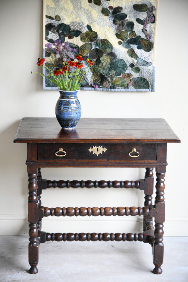 Late 17th Century Oak Side Table with Single Drawer