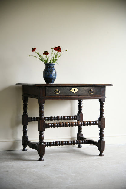 Late 17th Century Oak Side Table with Single Drawer