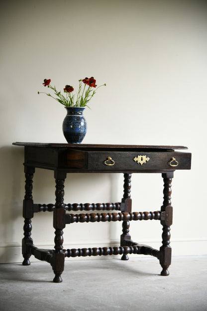 Late 17th Century Oak Side Table with Single Drawer