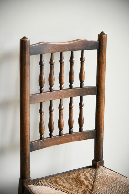 4 Country Spindle Back Rush Seat Dining Chairs