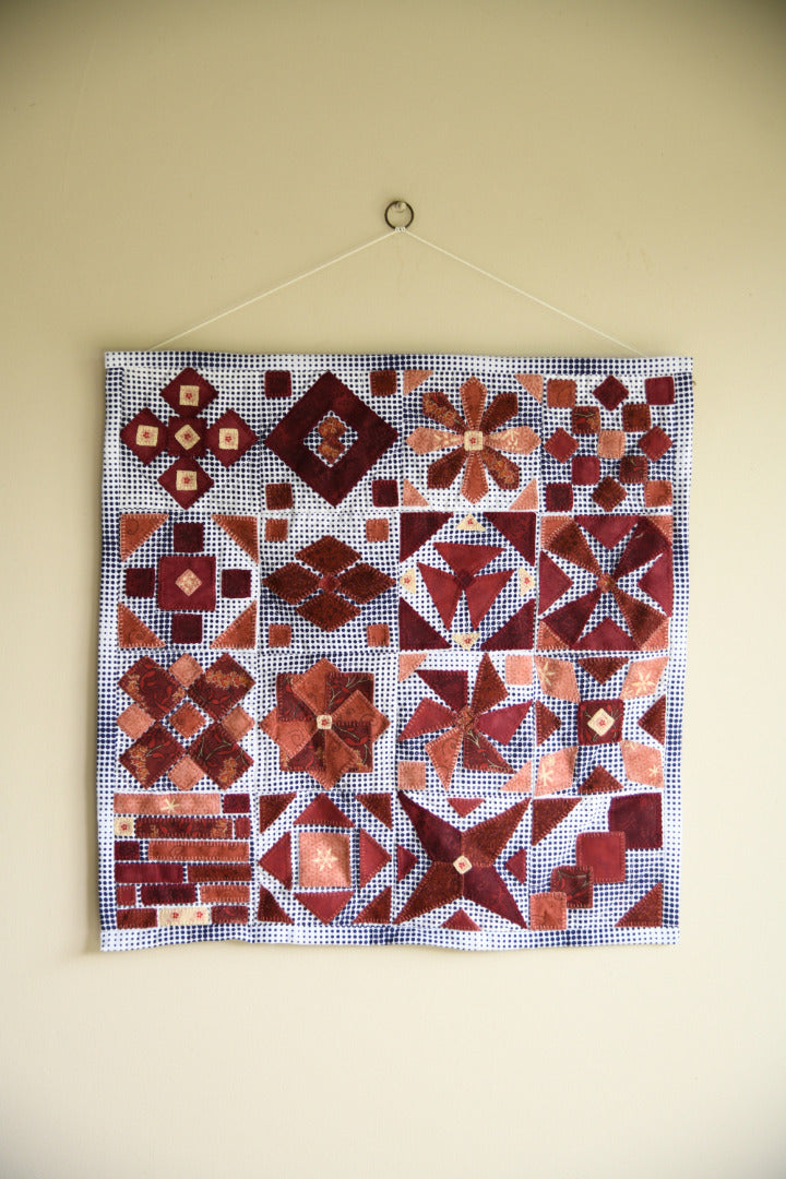 Four By Four - Burgundy Contemporary Textile Wall Hanging