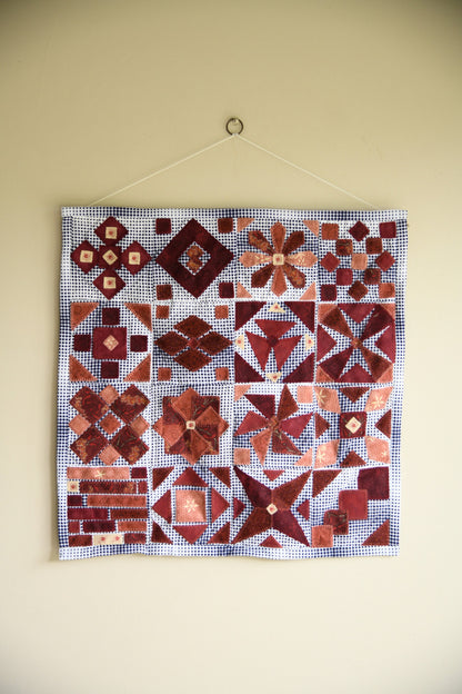 Four By Four - Burgundy Contemporary Textile Wall Hanging