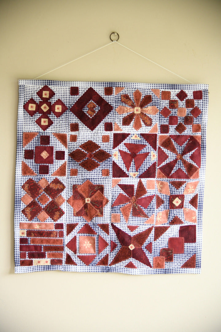 Four By Four - Burgundy Contemporary Textile Wall Hanging