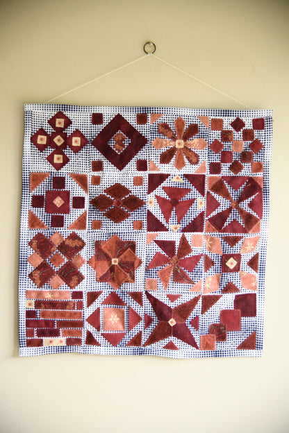 Four By Four - Burgundy Contemporary Textile Wall Hanging