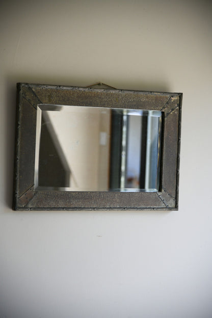 Arts and Crafts Hammered Metal Framed Bevelled Wall Mirror