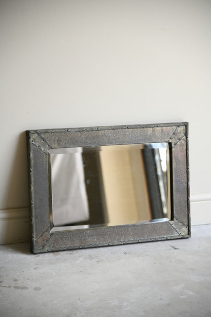 Arts and Crafts Hammered Metal Framed Bevelled Wall Mirror