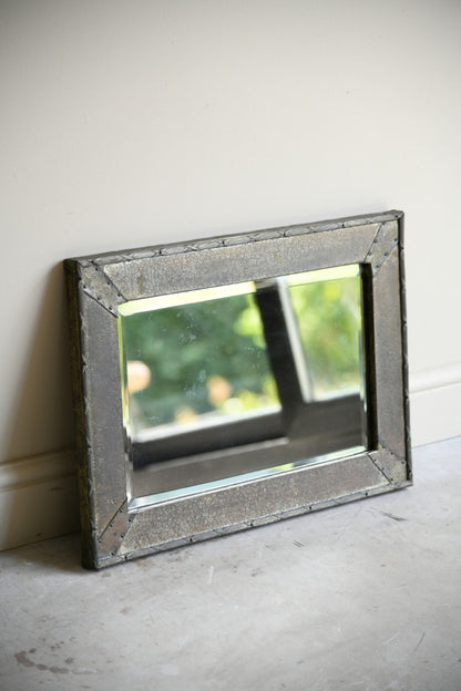Arts and Crafts Hammered Metal Framed Bevelled Wall Mirror