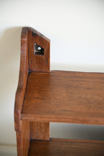 Arts and Crafts Oak Wall Shelf with Cupboard