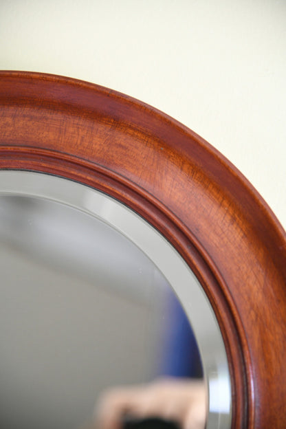Early 20th Century Round Mahogany Framed Bevelled Wall Mirror