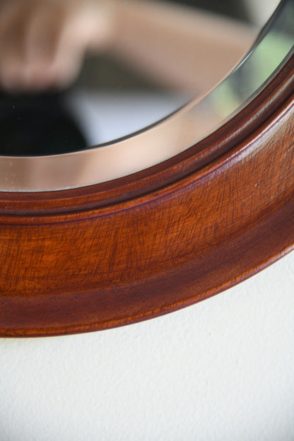 Early 20th Century Round Mahogany Framed Bevelled Wall Mirror