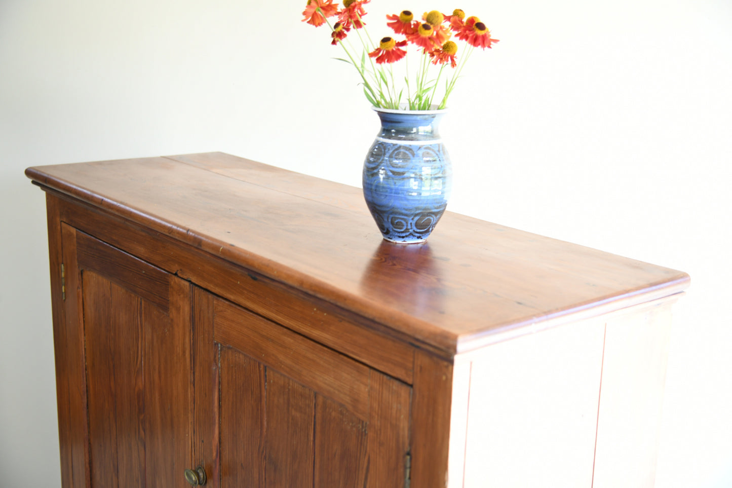 Antique Pine Two Door Housekeepers Cupboard