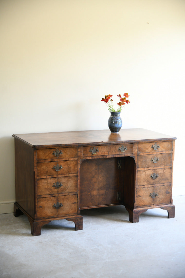 Antique Figured Walnut Kneehole Desk