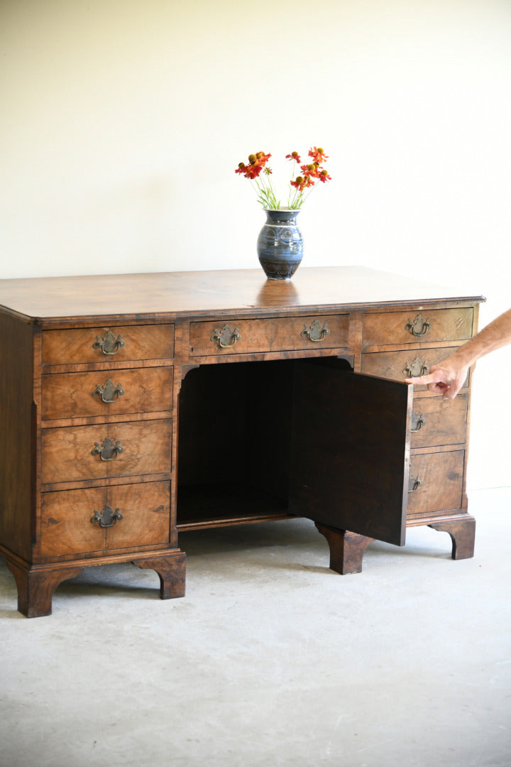 Antique Figured Walnut Kneehole Desk