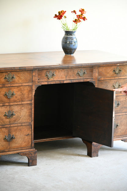 Antique Figured Walnut Kneehole Desk
