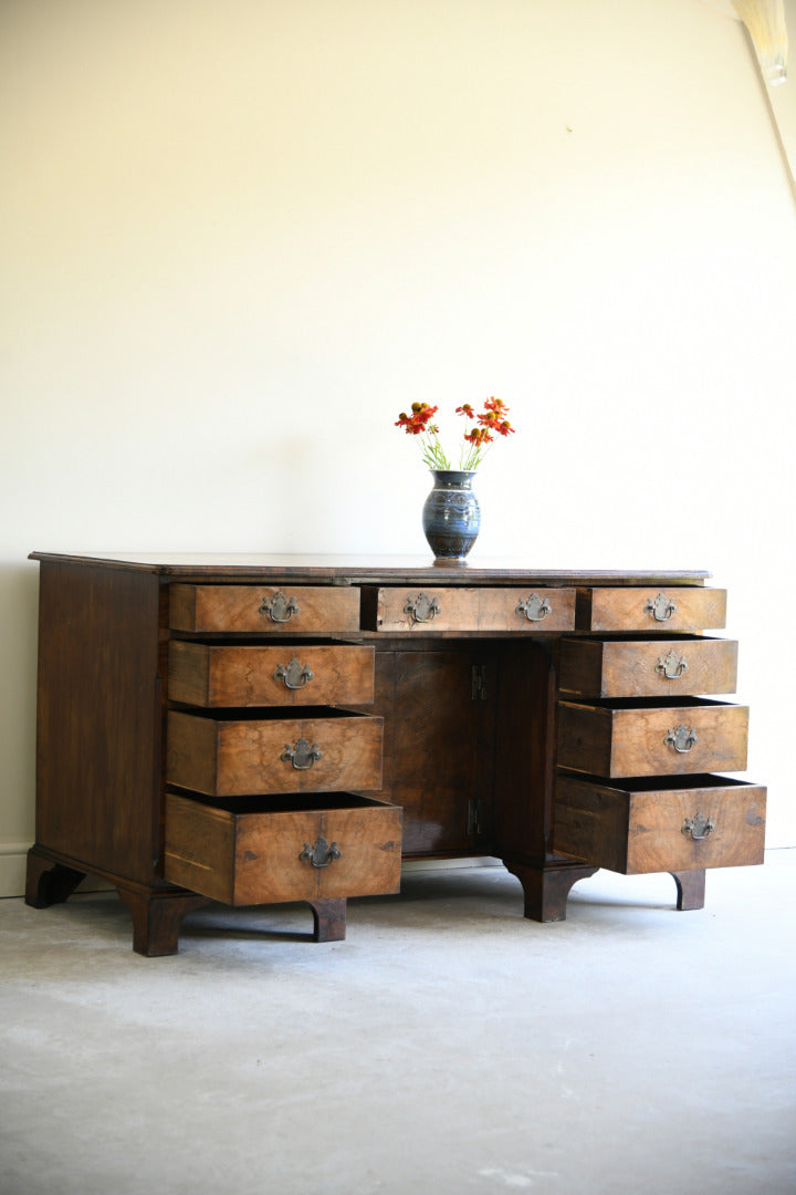 Antique Figured Walnut Kneehole Desk