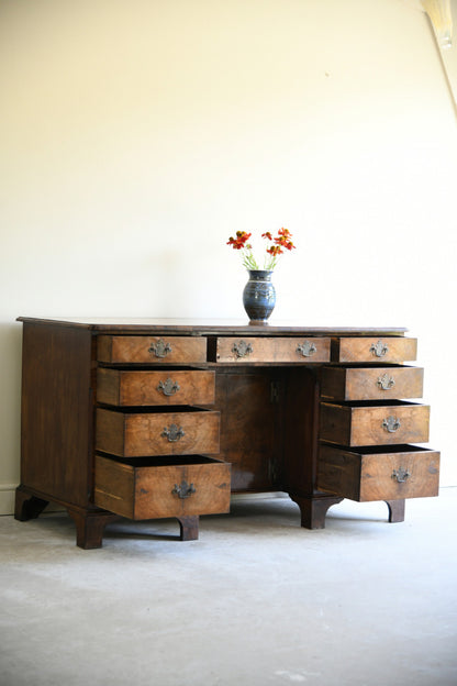Antique Figured Walnut Kneehole Desk