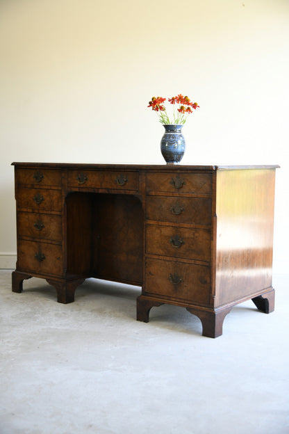 Antique Figured Walnut Kneehole Desk