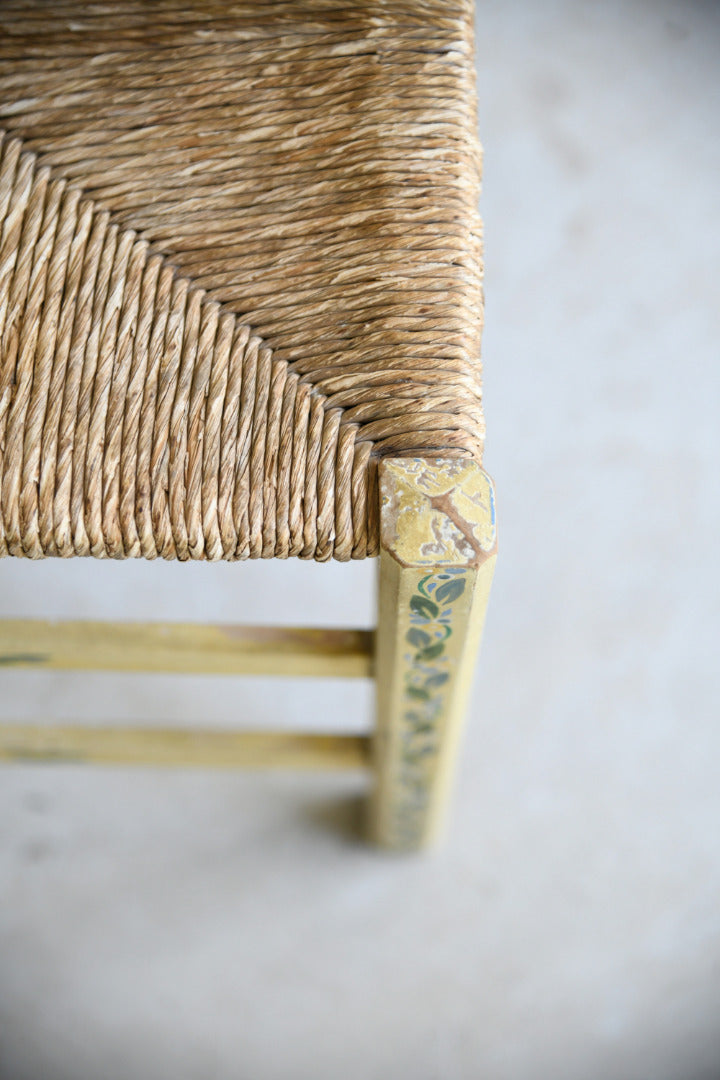 Vintage Continental Painted Rush Seat Stool