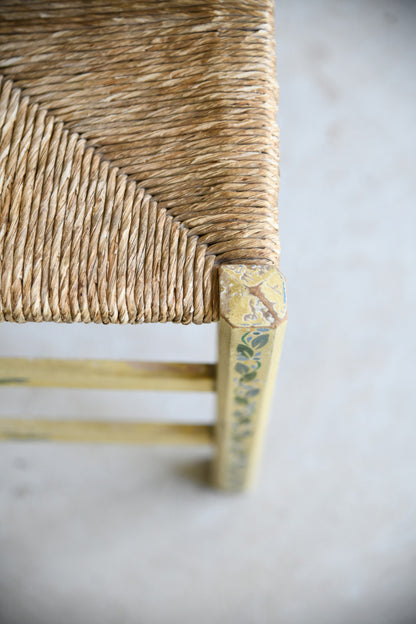 Vintage Continental Painted Rush Seat Stool