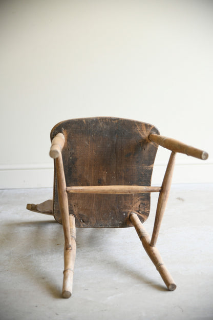 Antique Victorian Elm & Beech Stick Back Kitchen Chair