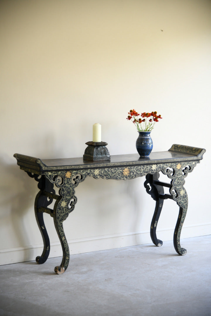 20th Century Chinese Black Lacquer Console Table