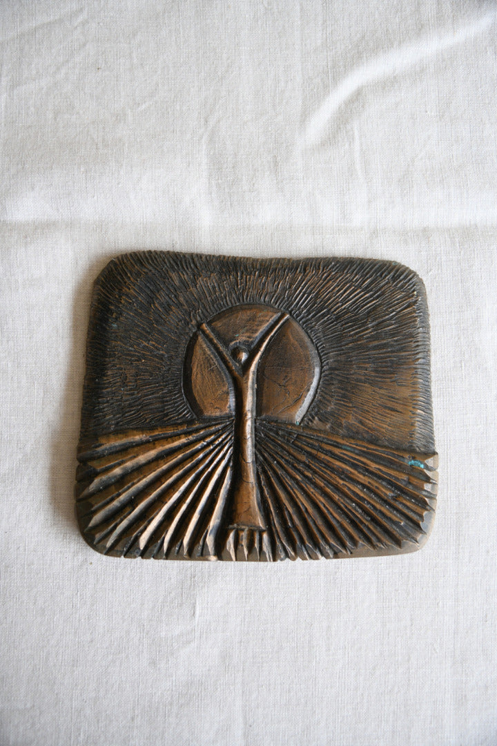 Figure & Sunburst Signed Limited Edition Bronze Relief Plaque