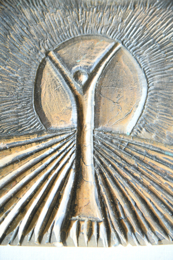 Figure & Sunburst Signed Limited Edition Bronze Relief Plaque