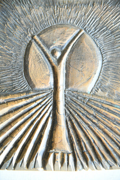 Figure & Sunburst Signed Limited Edition Bronze Relief Plaque
