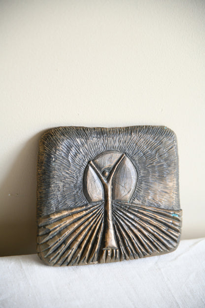 Figure & Sunburst Signed Limited Edition Bronze Relief Plaque