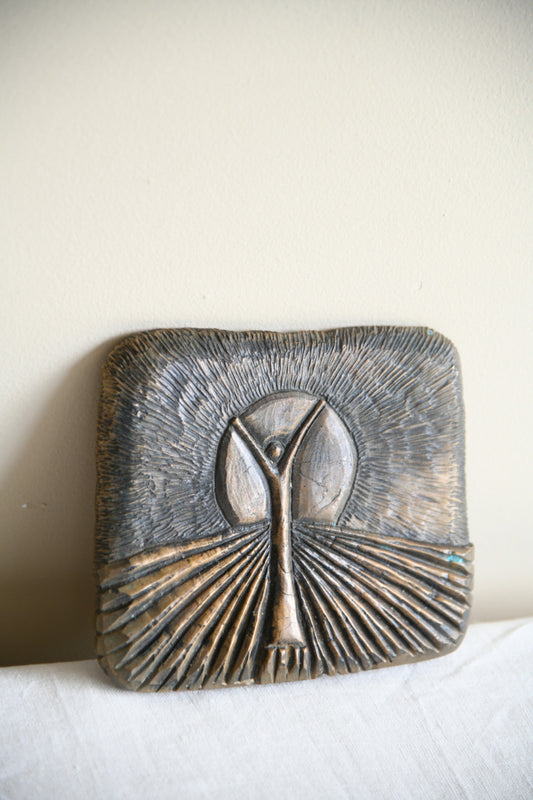 Figure & Sunburst Signed Limited Edition Bronze Relief Plaque