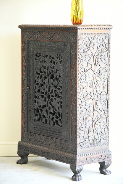 Indian Carved Rosewood Side Cabinet
